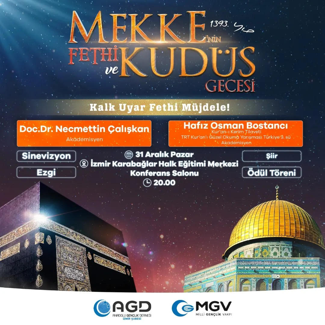 AGD İzmir’den Mekke’nin Fethi ve Kudüs gecesine davet
